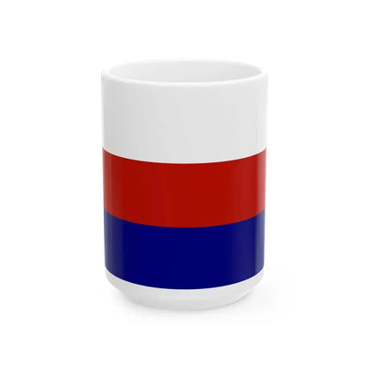 Flag of Moravia tricolour with white (Czech Republic) White Coffee Mug 15oz - Go Mug Yourself