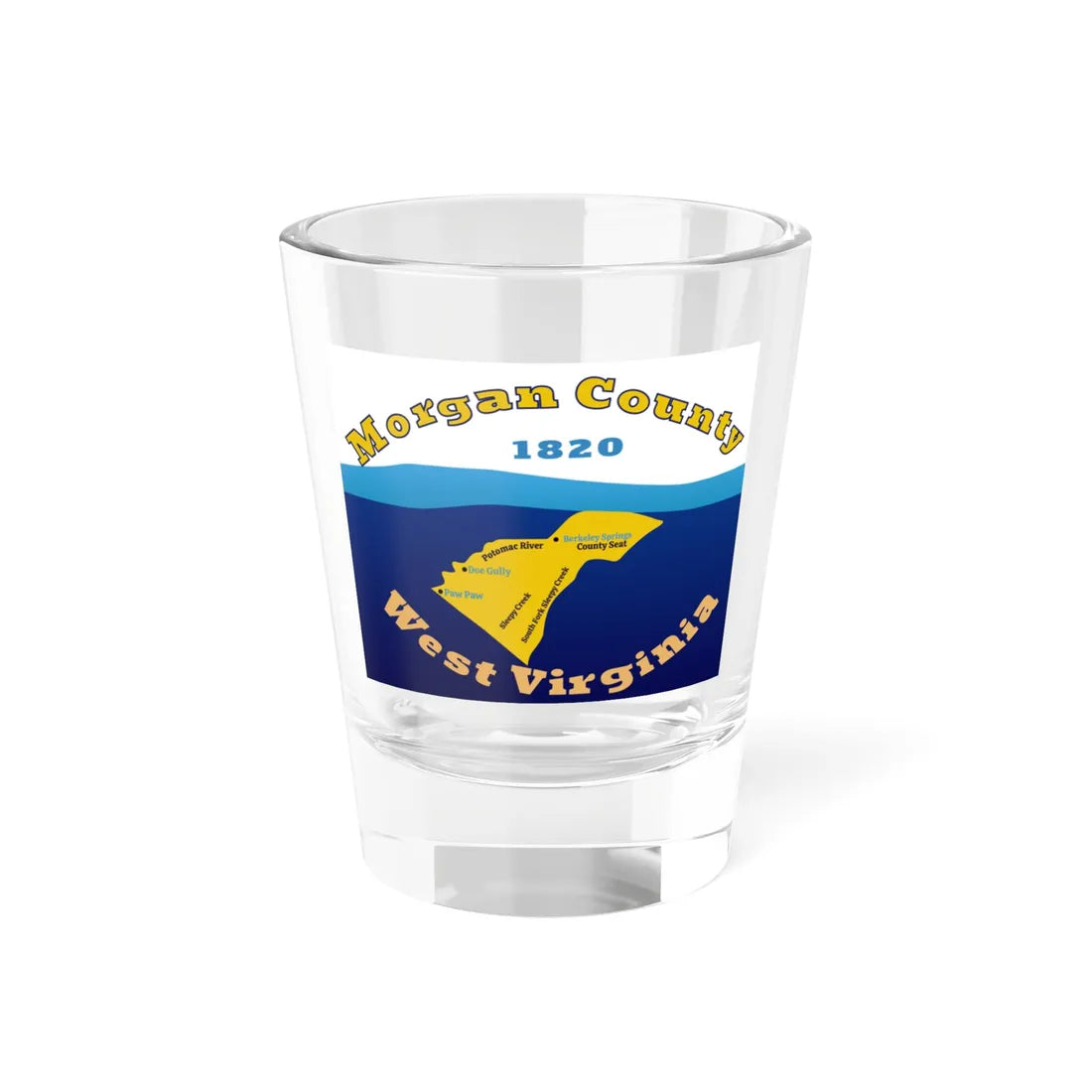 Flag of Morgan County West Virginia (United States) Shot Glass 1.5oz 1.5oz - Go Mug Yourself