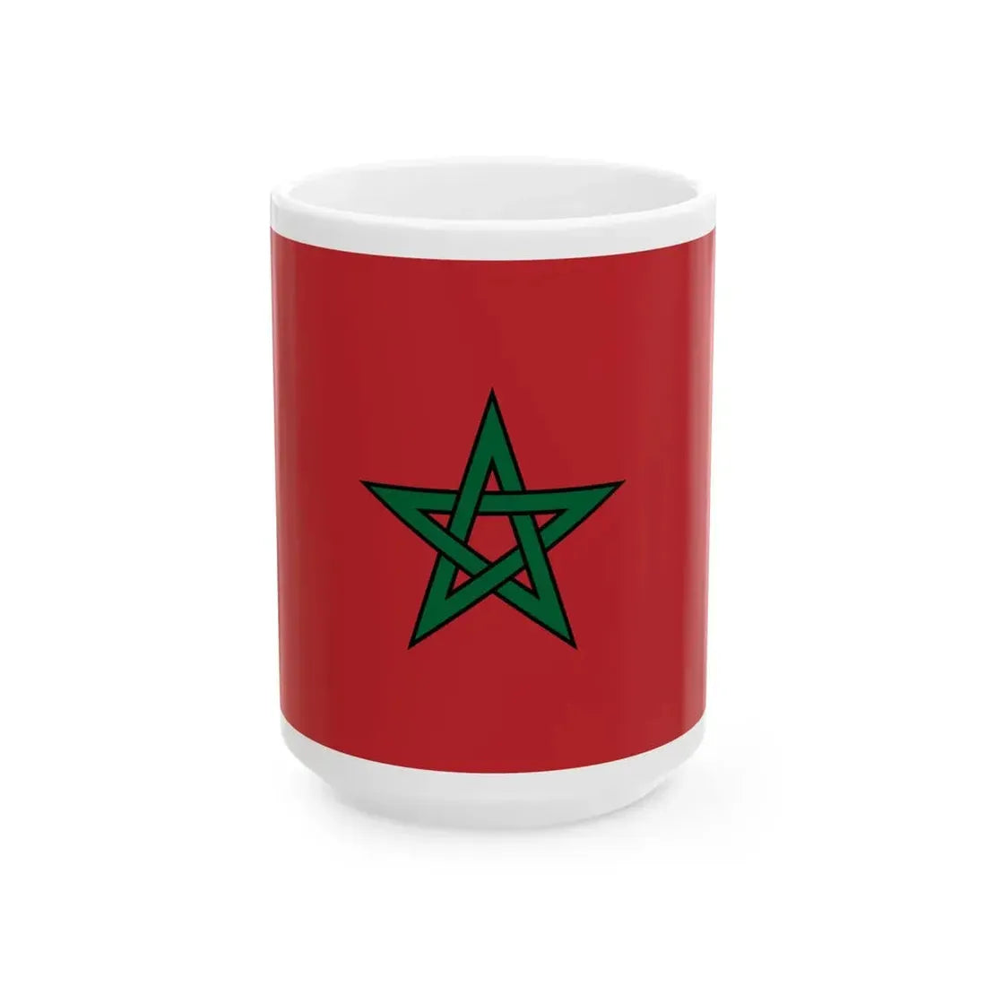 Flag of Morocco large stroke (Morocco) White Coffee Mug 15oz - Go Mug Yourself