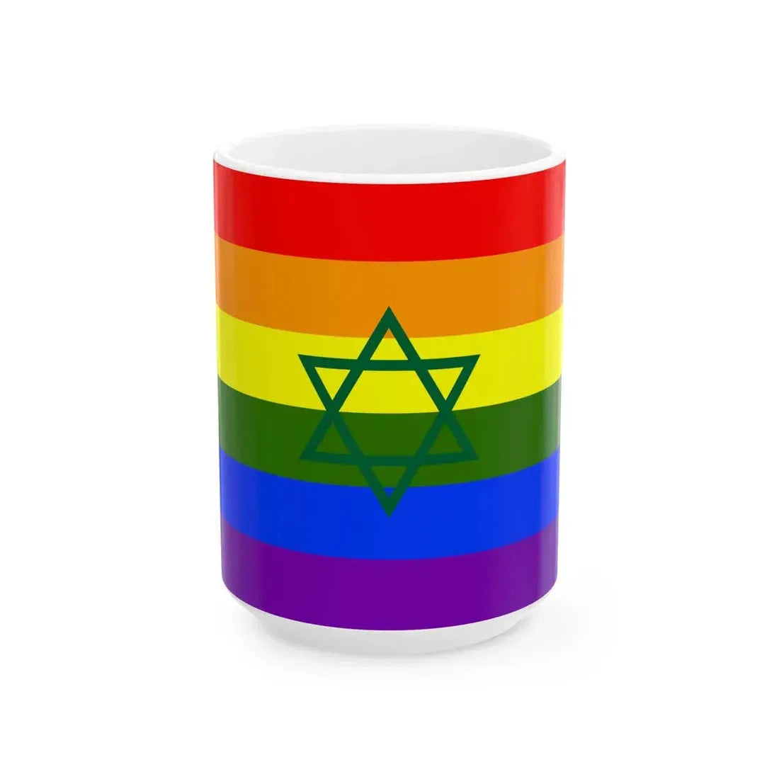 Flag of Morocco LGBT hexagram (Morocco) White Coffee Mug 15oz - Go Mug Yourself