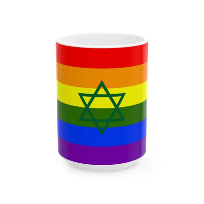 Flag of Morocco LGBT hexagram (Morocco) White Coffee Mug 15oz - Go Mug Yourself