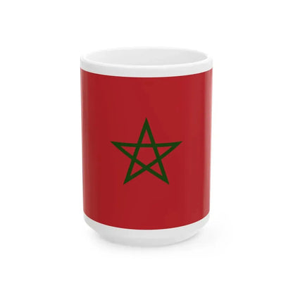 Flag of Morocco palm leaf (Morocco) White Coffee Mug 15oz - Go Mug Yourself