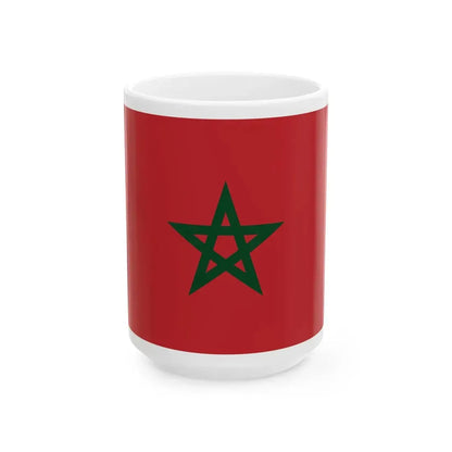 Flag of Morocco unbordered dark green (Morocco) White Coffee Mug 15oz - Go Mug Yourself