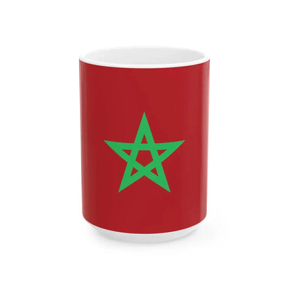 Flag of Morocco unbordered light green (Morocco) White Coffee Mug 15oz - Go Mug Yourself