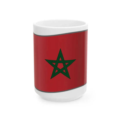 Flag of Morocco waving (Morocco) White Coffee Mug 15oz - Go Mug Yourself
