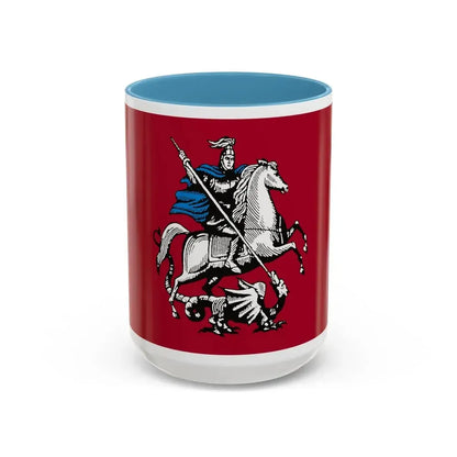 Flag of Moscow Russia - Accent Coffee Mug 15oz Light Blue - Go Mug Yourself