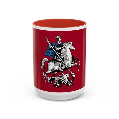 Flag of Moscow Russia - Accent Coffee Mug 15oz Red - Go Mug Yourself