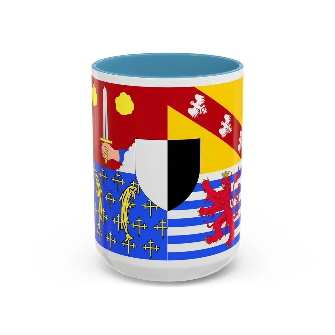 Flag of Moselle France 2 - Accent Coffee Mug 15oz Light Blue - Go Mug Yourself