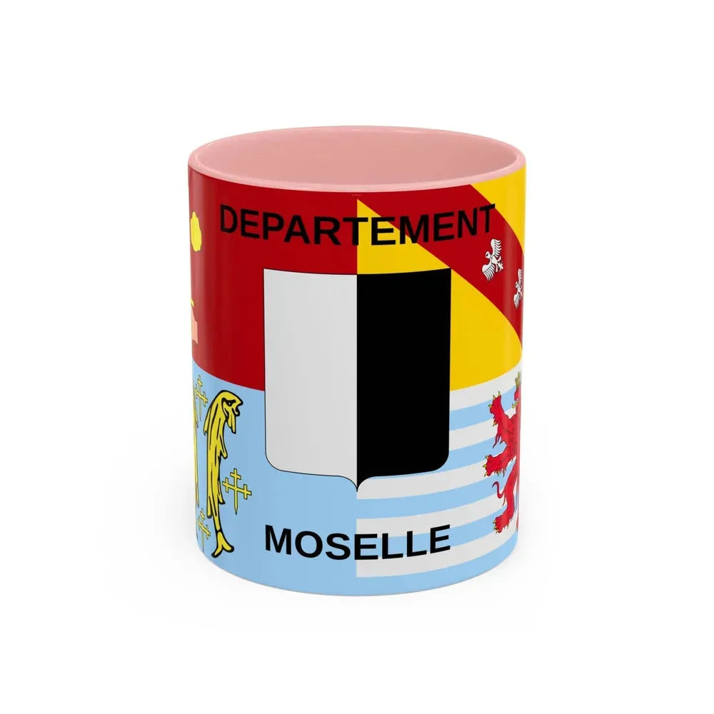 Flag of Moselle France - Accent Coffee Mug 11oz Pink - Go Mug Yourself