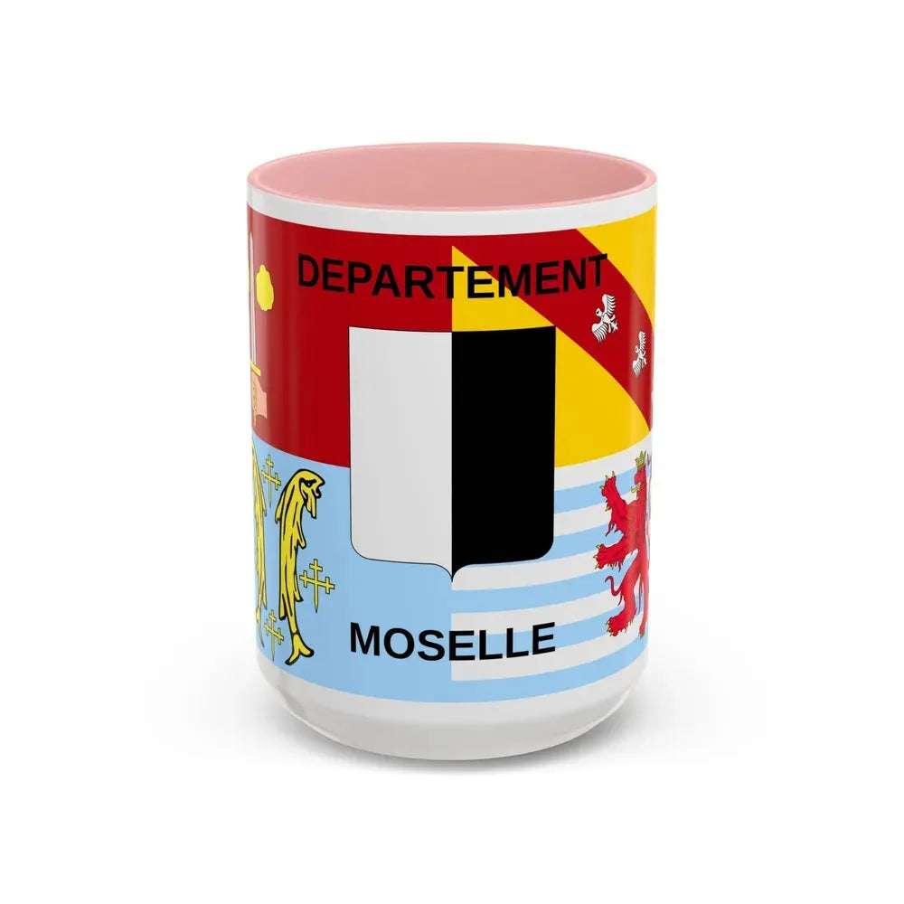 Flag of Moselle France - Accent Coffee Mug 15oz Pink - Go Mug Yourself