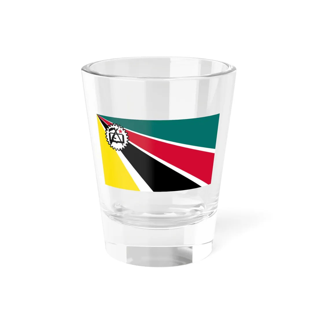 Flag of Mozambique 1975-1983 16-9 (Mozambique) Shot Glass 1.5oz 1.5oz - Go Mug Yourself
