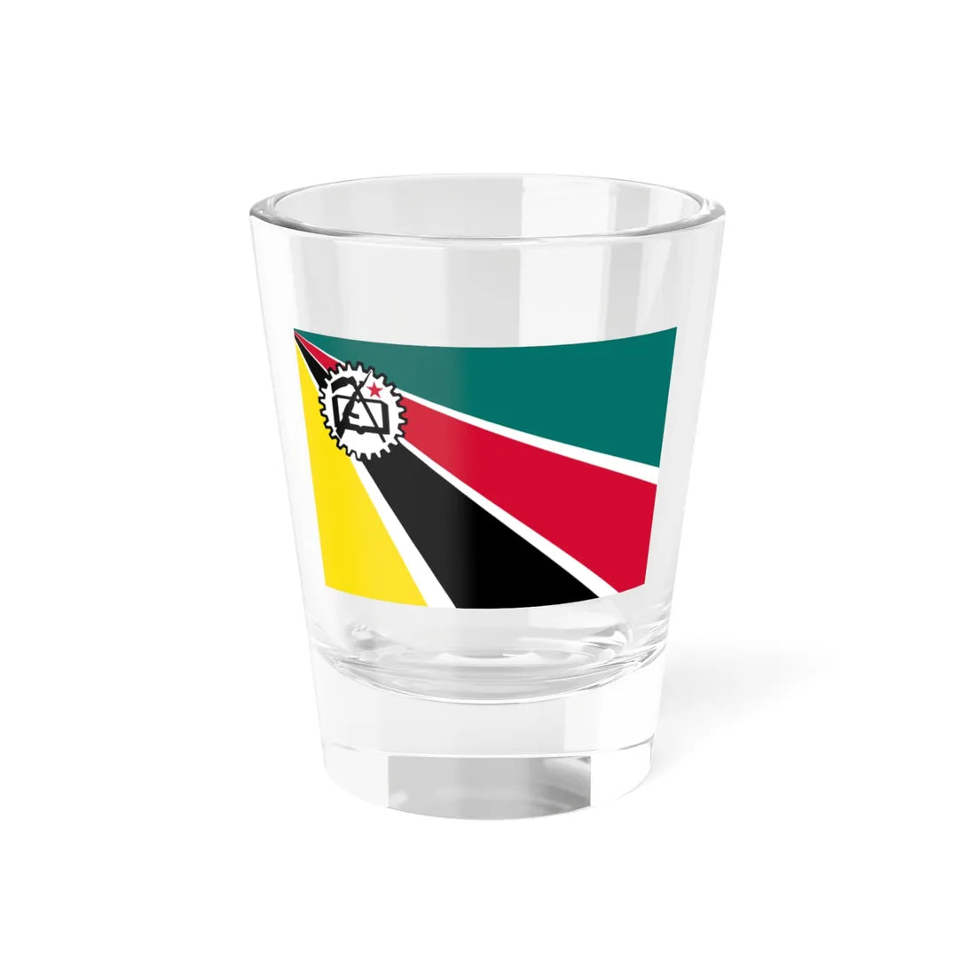 Flag of Mozambique 1975-1983 2-3 (Mozambique) Shot Glass 1.5oz 1.5oz - Go Mug Yourself