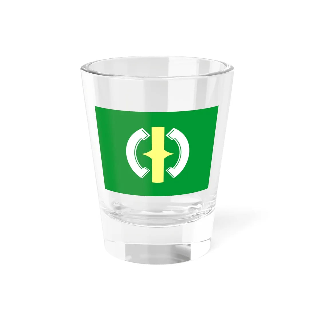 Flag of Mukawa Hokkaido 1960-2006 (Japan) Shot Glass 1.5oz 1.5oz - Go Mug Yourself