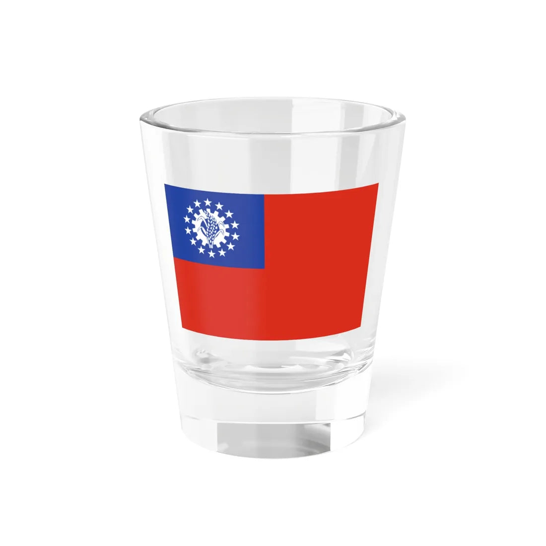 Flag of Myanmar 1974-2010 2-3 (Myanmar) Shot Glass 1.5oz 1.5oz - Go Mug Yourself