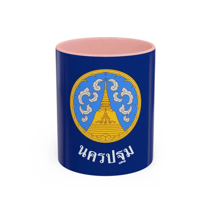 Flag of Nakhon Pathom Province Thailand - Accent Coffee Mug 11oz Pink - Go Mug Yourself