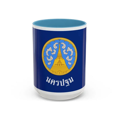 Flag of Nakhon Pathom Province Thailand - Accent Coffee Mug 15oz Light Blue - Go Mug Yourself