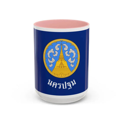 Flag of Nakhon Pathom Province Thailand - Accent Coffee Mug 15oz Pink - Go Mug Yourself