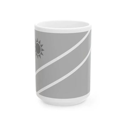 Flag of Namibia black and white (Namibia) White Coffee Mug 15oz - Go Mug Yourself