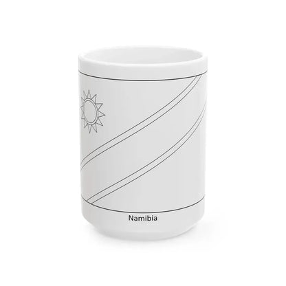 Flag of Namibia colouring page (Namibia) White Coffee Mug 15oz - Go Mug Yourself