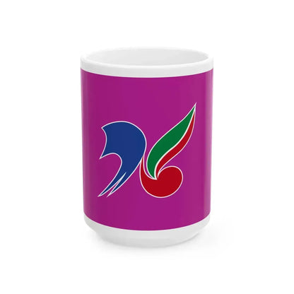 Flag of Nanbu Yamanashi (Japan) White Coffee Mug 15oz - Go Mug Yourself