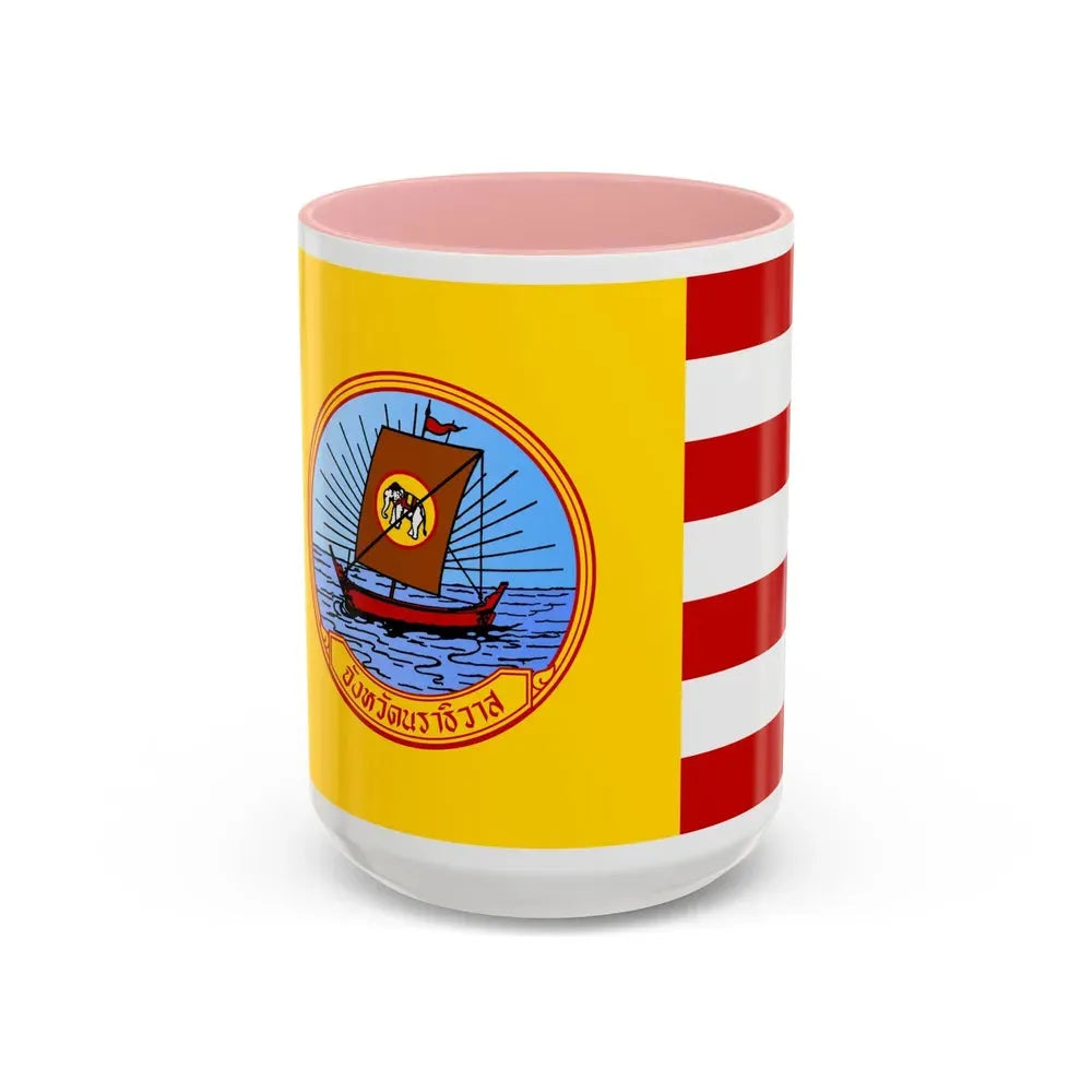 Flag of Naratiwat Province Thailand - Accent Coffee Mug 15oz Pink - Go Mug Yourself