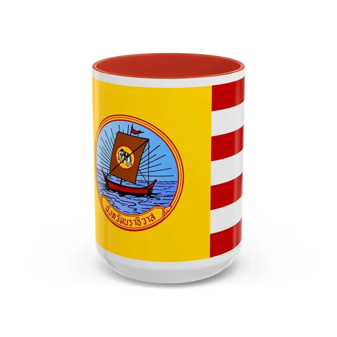 Flag of Naratiwat Province Thailand - Accent Coffee Mug 15oz Red - Go Mug Yourself
