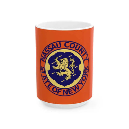 Flag of Nassau County New York (United States) White Coffee Mug 15oz - Go Mug Yourself