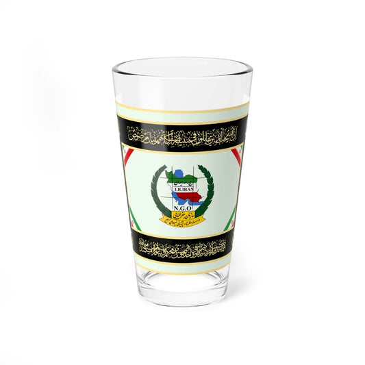 Flag of National Geographical Organization of Iranian Armed Forces (Iran) Pint Glass 16oz 16oz - Go Mug Yourself
