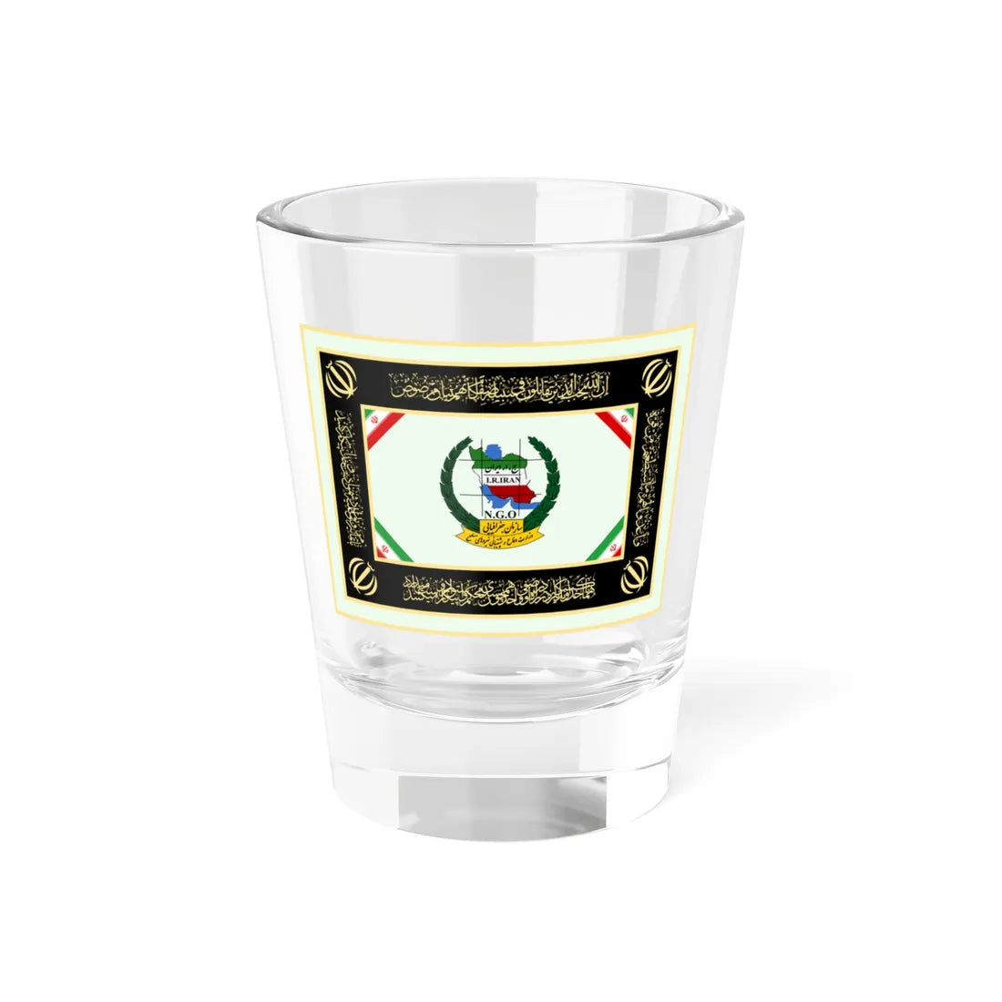 Flag of National Geographical Organization of Iranian Armed Forces (Iran) Shot Glass 1.5oz 1.5oz - Go Mug Yourself