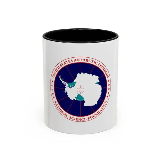 Flag of National Science Foundation Antarctic Program - Accent Coffee Mug 11oz Black - Go Mug Yourself