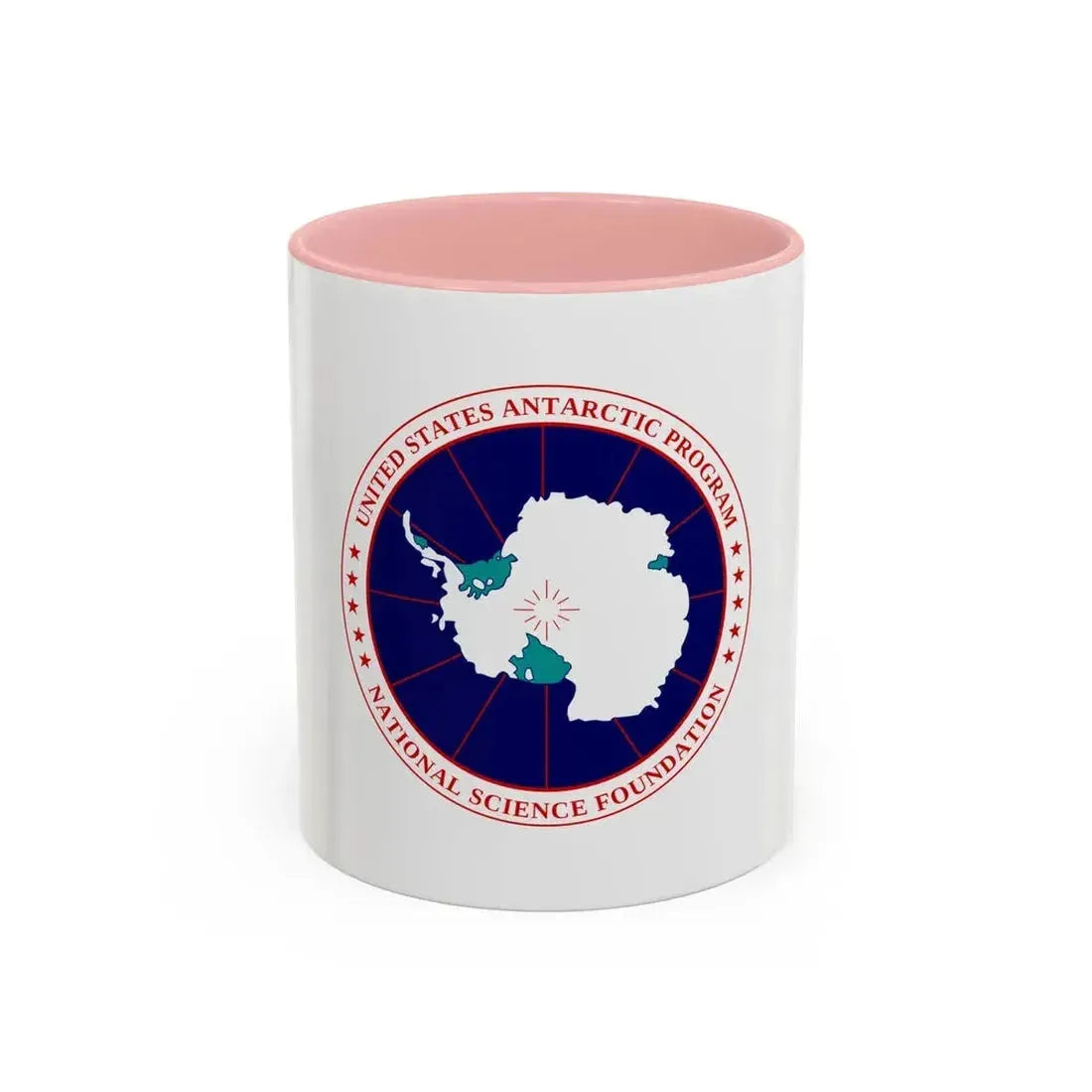Flag of National Science Foundation Antarctic Program - Accent Coffee Mug 11oz Pink - Go Mug Yourself