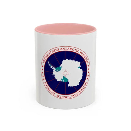 Flag of National Science Foundation Antarctic Program - Accent Coffee Mug 11oz Pink - Go Mug Yourself