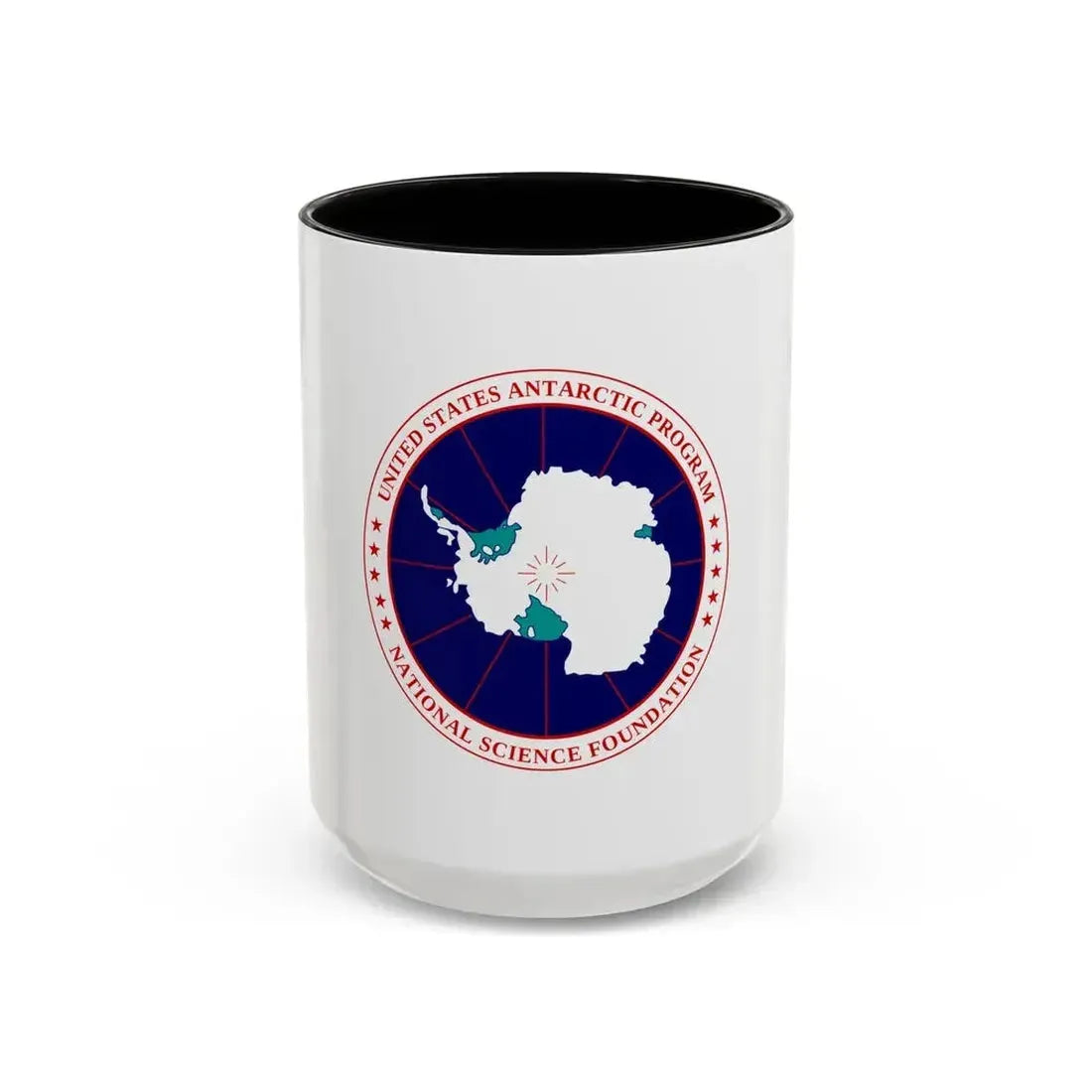 Flag of National Science Foundation Antarctic Program - Accent Coffee Mug 15oz Black - Go Mug Yourself