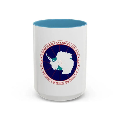 Flag of National Science Foundation Antarctic Program - Accent Coffee Mug 15oz Light Blue - Go Mug Yourself