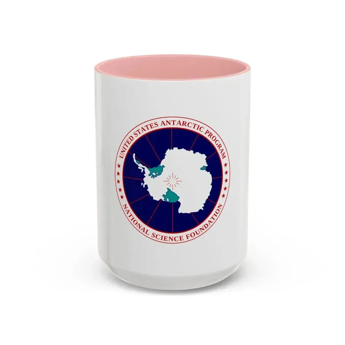 Flag of National Science Foundation Antarctic Program - Accent Coffee Mug 15oz Pink - Go Mug Yourself