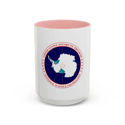 Flag of National Science Foundation Antarctic Program - Accent Coffee Mug 15oz Pink - Go Mug Yourself