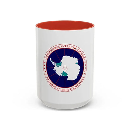 Flag of National Science Foundation Antarctic Program - Accent Coffee Mug 15oz Red - Go Mug Yourself