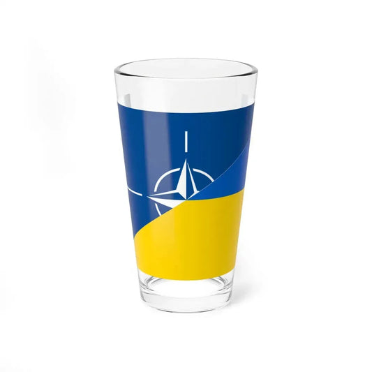 Flag of NATO and Ukraine (Ukraine) Pint Glass 16oz 16oz - Go Mug Yourself