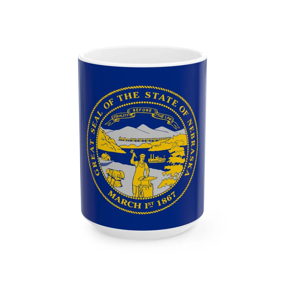 Flag of Nebraska (United States) White Coffee Mug 15oz - Go Mug Yourself