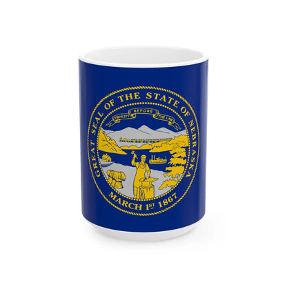 Flag of Nebraska (United States) White Coffee Mug 15oz - Go Mug Yourself