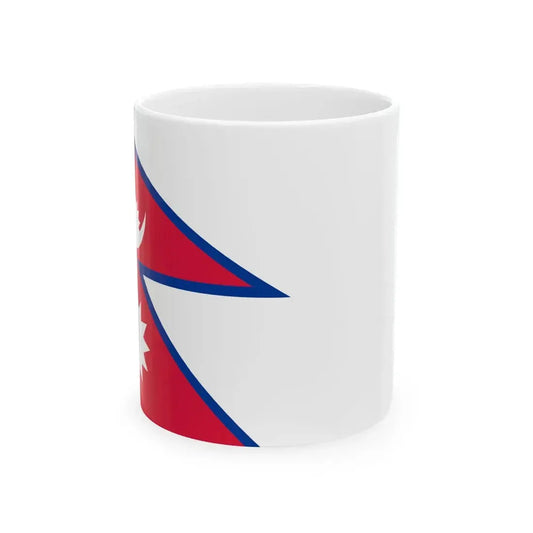Flag of Nepal white background aspect ratio 3-2 (Nepal) White Coffee Mug 11oz - Go Mug Yourself