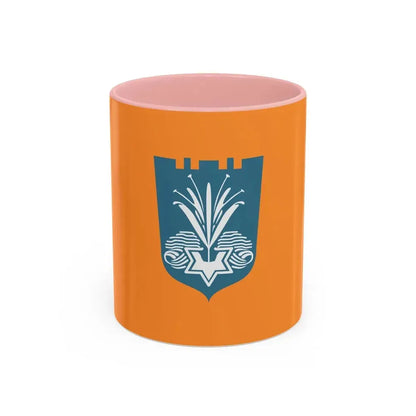 Flag of Netanya Israel - Accent Coffee Mug 11oz Pink - Go Mug Yourself
