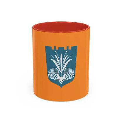 Flag of Netanya Israel - Accent Coffee Mug 11oz Red - Go Mug Yourself