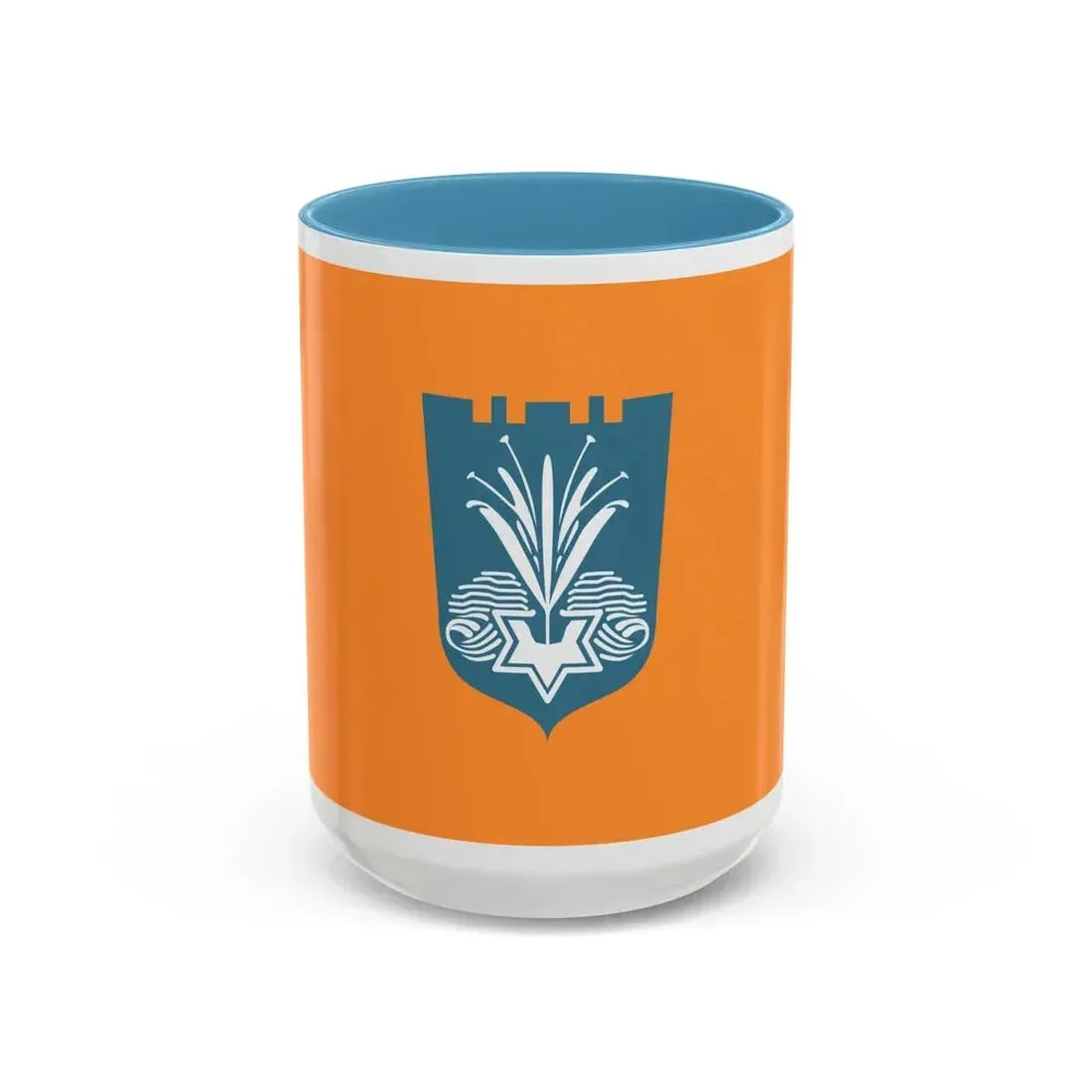 Flag of Netanya Israel - Accent Coffee Mug 15oz Light Blue - Go Mug Yourself