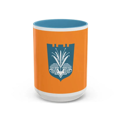 Flag of Netanya Israel - Accent Coffee Mug 15oz Light Blue - Go Mug Yourself