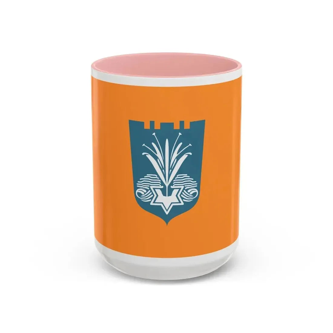 Flag of Netanya Israel - Accent Coffee Mug 15oz Pink - Go Mug Yourself