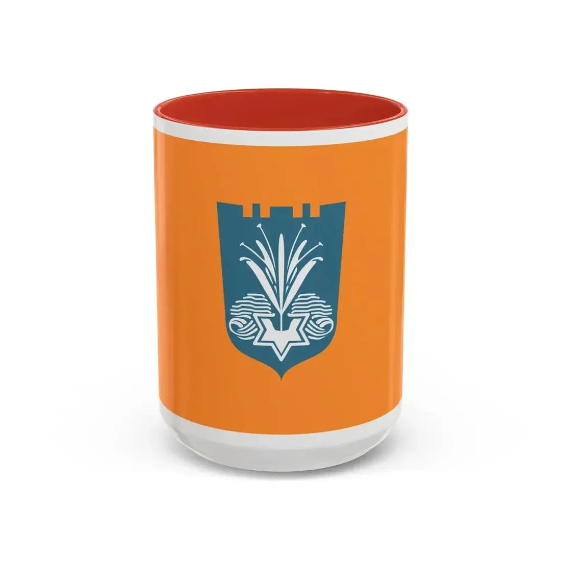 Flag of Netanya Israel - Accent Coffee Mug 15oz Red - Go Mug Yourself