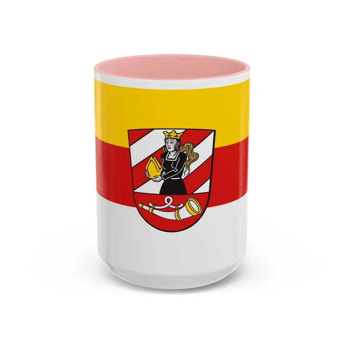 Flag of Neu Ulm Germany - Accent Coffee Mug 15oz Pink - Go Mug Yourself