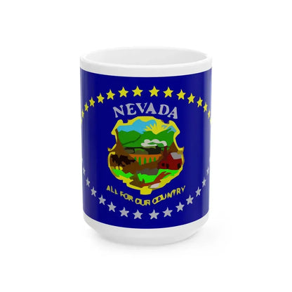 Flag of Nevada 1915-1929 (United States) White Coffee Mug 15oz - Go Mug Yourself