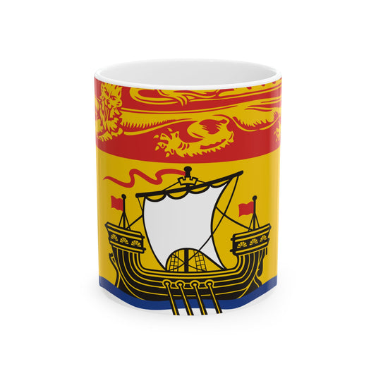 Flag of New Brunswick 3-2 (Canada) White Coffee Mug-11oz-Go Mug Yourself